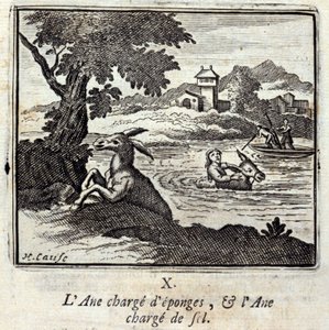 Æsellæs svampe og æsellæs salt. Fabler af Jean de La Fontaine (1621-95). Illustration af François Chauveau (1613-1676). Udgave af 1728. af Francois Chauveau