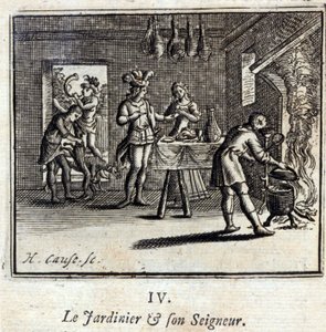 Gartneren og hans herre Fabler af Jean de La Fontaine (1621-95). Illustration af François Chauveau (1613-1676). Udgave af 1728. af Francois Chauveau
