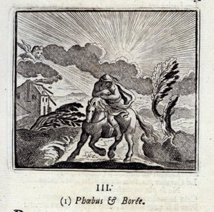 Phebus og Boree. Fabler af Jean de La Fontaine (1621-95). Illustration af Francois Chauveau (1613-1676). Udgave af 1728. af Francois Chauveau