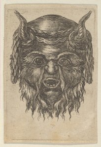 Satyrmaske med laurbærkrans draperet over hornene, fra Divers Masques, ca. 1635-45. af Francois Chauveau