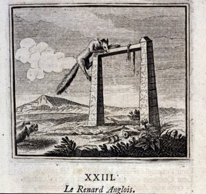Den engelske ræv. Fabler af Jean de La Fontaine (1621-95). Illustration af François Chauveau (1613-1676). Udgave af 1728. af Francois Chauveau
