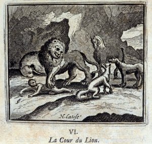 Løveretten. Fabler af Jean de La Fontaine (1621-95). Illustration af François Chauveau (1613-1676). Udgave af 1728. af Francois Chauveau