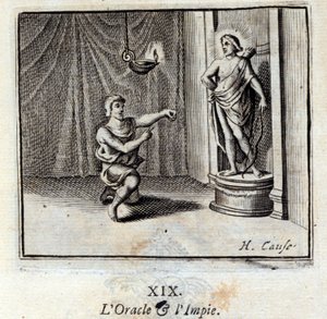 Oraklet og de ugudelige. Fabler af Jean de La Fontaine (1621-95). Illustration af Francois Chauveau (1613-1676). Udgave af 1728. af Francois Chauveau