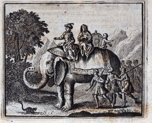 Rotten og elefanten. Fabler af Jean de La Fontaine (1621-95). Illustration af François Chauveau (1613-1676). Udgave af 1728. af Francois Chauveau
