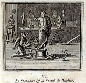 Statuaren og statuen af Jupiter. Fabler af Jean de La Fontaine (1621-95). Illustration af François Chauveau (1613-1676). Udgave af 1728. af Francois Chauveau