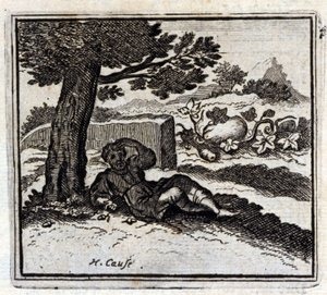 Agernet og græskarret. Fabler af Jean de La Fontaine (1621-95). Illustration af François Chauveau (1613-1676). Udgave af 1728. af Francois Chauveau