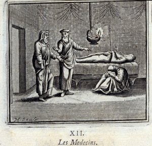 Lægerne. Fabler af Jean de La Fontaine (1621-95). Illustration af François Chauveau (1613-1676). Udgave af 1728. af Francois Chauveau
