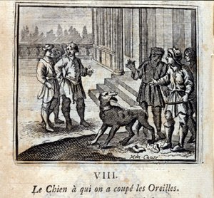 Hunden vi skar hans ører af. Fabler af Jean de La Fontaine (1621-95). Illustration af François Chauveau (1613-1676). Udgave af 1728. af Francois Chauveau