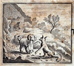 Den syge løve og ræven. Fabler af Jean de La Fontaine (1621-95). Illustration af François Chauveau (1613-1676). Udgave af 1728. af Francois Chauveau