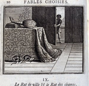 Byrotten og markrotten. Fabler af Jean de La Fontaine (1621-95). Illustration af François Chauveau (1613-1676). Udgave af 1728. af Francois Chauveau