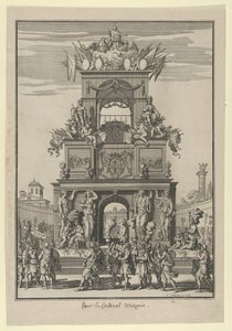 Triumfbue rejst til ære for kardinal Mazarin efter Pyrenæernes Traktat..., ca. 1664-5. af Francois Chauveau