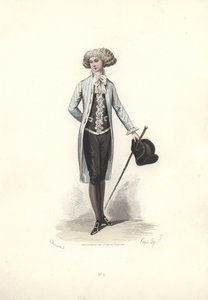 Elegant mand i stribet frakke, Marie Antoinettes æra.