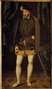 Portræt af Henrik II (1519 - 1559) konge af Frankrig. Maleri af Francois Clouets værksted (1515-1572) af François Clouet