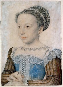 Portræt af Marguerite de Valois (1553-1615) eller Dronning Margot Tegning i blyant og blod af Francois Clouet (ca. 1515-1572) 1500-tallets søn. 0,29 X 0,21 m Chantilly, Musee Conde af François Clouet