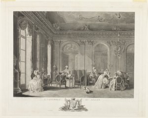 Forsamlingen i dagligstuen af Francois Dequevauviller