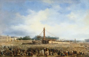Opstilling af Louqsor-obelisken på Place de la Concorde, 25. oktober af Francois Dubois