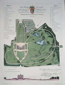 Generel plan for haven til Chateau de Maisons tilhørende Thomas de Colmar, indgraveret af G. Lorsignol af Francois Duvillers