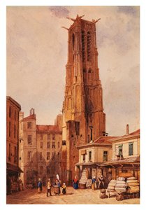 Frankrig, Paris, Saint-Jacques Tower af Francois-Etienne Villeret, tegning