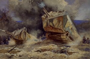 Angreb på infanteri og kampvogne i Saint Chamond, juli 1918 (akvarel) af Francois Flameng