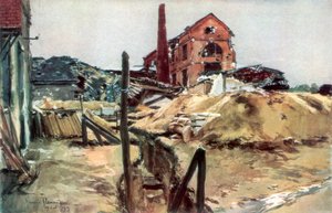 Fabriksbygninger, Soissons, 19. maj 1915, 1926. af Francois Flameng
