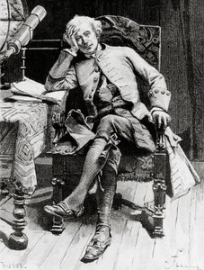 Portræt af Guy Mannering, hovedpersonen i Guy Mannering eller Astrolog, roman af Walter Scott (1771-1832), gravering efter tegning af Francois Flameng (1856-1923), fra parisisk udgave af Francois Flameng