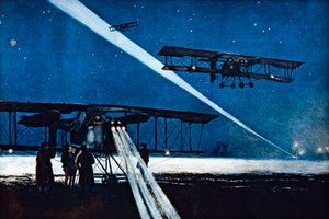 Retur fra natflyvning, simuleret bombning af Francois Flameng