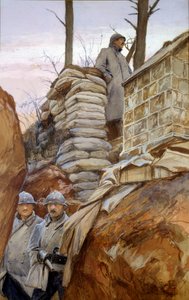Mont Renault-udkigsstedet (april 1918). Maleri af Francois Flameng (1856 - 1923) af Francois Flameng