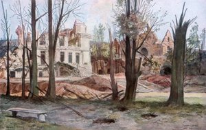 Ruinerne af et hus, Soupir, Første Verdenskrig, april 1917. af Francois Flameng