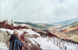 Skyttegrave med udsigt over Munster-dalen med Rhinen i det fjerne, januar 1916, 1926. af Francois Flameng