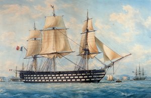 Montebello-fartøjet, af Francois Roux (1811-1882), akvarel, Frankrig