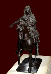 Rytterstatue af kong Louis XIV (1638-1715) i tabt vokssmeltet bronze - Skulptur af Francois Girardon (1628-1715)