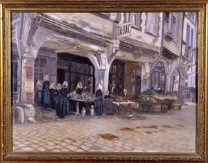 Marked under verandaerne i Dinan - af F. Gombeaux, slutningen af det 19. århundrede af Francois Gombeaux