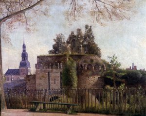 De "store grøfter" ved porten til St. Malo i Dinan - af F. Gombeaux, slutningen af det 19. århundrede af Francois Gombeaux