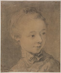 Hoved af en ung pige, der drejer mod højre, 1758. af Francois Hubert Drouais
