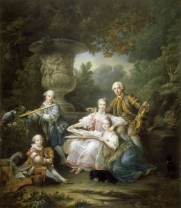 Louis II du Bouchet de Sourches med sin familie af Francois Hubert Drouais