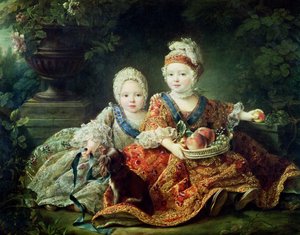 Louis de France (1754-93) duc de Berry og Louis de France (1755-1824) greve af Provence, fremtidige konger Louis XVI og Louis XVIII af Frankrig, 1757