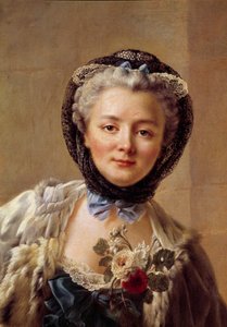 Portræt af Madame Drouais, født Anne Francoise Dore (1732-1815), malerens hustru. Maleri af Francois Hubert Drouais (1727-1775) af Francois Hubert Drouais