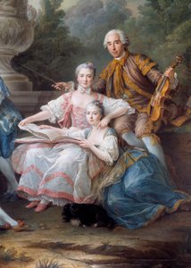 Familien til Louis Francois du Bouchet, Marquis de Sourches og Grand Prevot de France Detail. Maleri af Francois Hubert Drouais (1727-1775) 1756 søn. 3,24 x 2,84 m af Francois Hubert Drouais