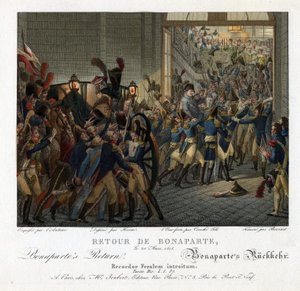 Napoleon vender tilbage fra øen Elba - Heim, Francois-Joseph (1787-1865) - 1815 - Radering, akvarel - 24,5x32 - Privat samling af François Joseph Heim