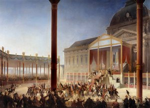 Forsamlingen af Champ de Mai (afholdt af Napoleon I i nærværelse af deputerede fra departementerne og hæren, på Champ-de-Mars i Paris, den 1/06/1815) Maleri af Francois Joseph Heim (1787- 1865) 1847 søn. 1,27x1,54 m