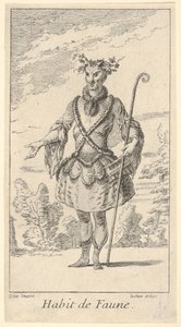 Habit de Faune: en faun, en stok i sin højre h..., ca. 1721.