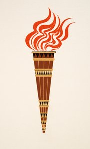 Flaming Torch fra Prométhée Enchaîné af Aeschylus, pub. 1941 (stenciltryk) af Francois Louis Schmied
