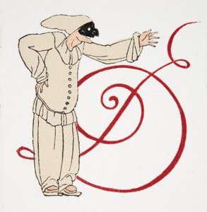 Bogstav D, fra Personages de Comedie, pub. 1922 (stenciltryk) af Francois Louis Schmied