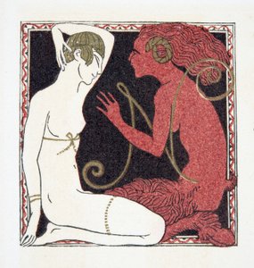Bogstav N, fra Personages de Comedie, pub. 1922 (stenciltryk) af Francois Louis Schmied