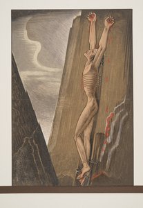 Prometheus nailed to the Rock, fra Prométhée Enchaîné af Aeschylus, pub. 1941 (pochoir print)