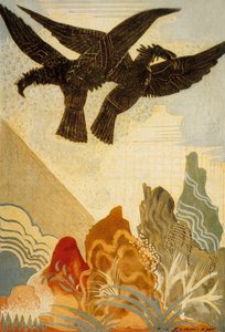 Odysseen af Homer: varslets ørne, indgraveret af Theo Schmied, 1930-33 farve litho