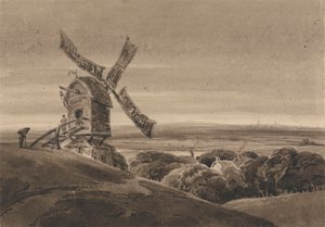 Landskab med en vindmølle af Francois Louis Thomas Francia
