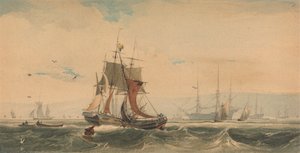 Forsendelse på Medway, Kent af Francois Louis Thomas Francia