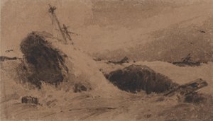 Forlist skib i et stormfuldt hav af Francois Louis Thomas Francia