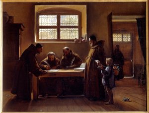 Capuchins editing a writing Painting by Francois Marius Granet Dani af Francois Marius Granet
